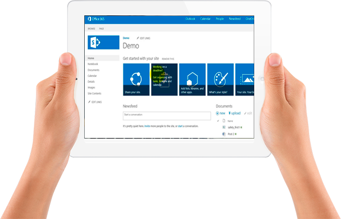 Interfaz de configuración de SharePoint en Office 365,
